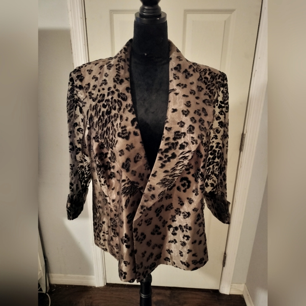R&M Richards Embossed Dee Champagne Floral Dress Jacket Size Plus 18 NWT